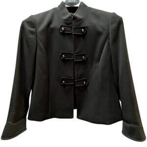 Alex Marie Black Military Style Frog Closure Mandarin Jacket Size 10 Goth